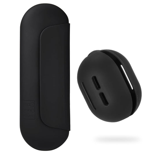 2 IN 1 Silicone Makeup Brush Holder with Beauty Make Up Sponge Holder Case：Soft Portable Cosmetic Face Brushes Holder with Upgrade Anti-Fall Out Magnetic Closure - Black