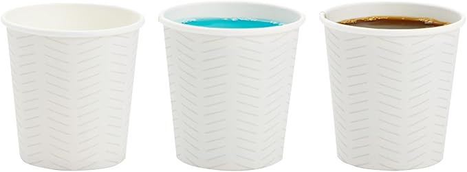 Sparkle and Bash 4 oz Disposable Coffee Cups - Convenient Mouthwash Rinse Container & Espresso Cup - Leak-Resistant Disposable Paper Vessel - 4 fl oz, 100-Count Coffee Pack, White