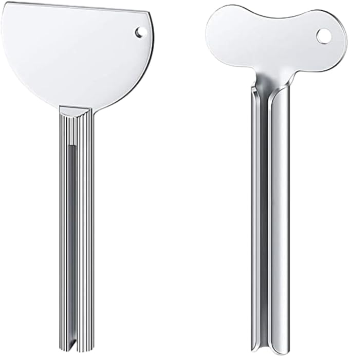 Stainless Steel Tube Squeezer Key - Metal Toothpaste & Lotion Roller, Handheld Beauty Salon Tool for Maximizing Hair Products, Creams and Home Use, Durable Last Drop Saver, 3.3 x 1.4 Inches (2)