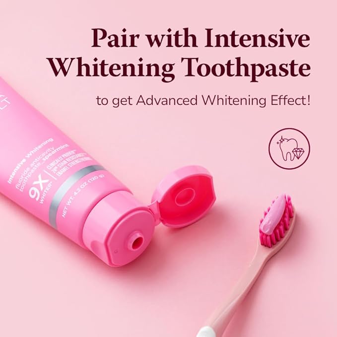 HIMALAYA PINKSALT Natural Toothbrush 4 Count - Medium Toothbrushes for Adults, Plaque Remover for Teeth, Tapered Bristles Gentle on Teeth and Gum, Deep Clean Toothbrush