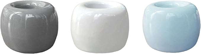 3PCS Ceramic Toothbrush Holder, Mini Tooth Brush Stand Portable Bathroom Accessories Organizer Makeup Tool Holder (Style B)