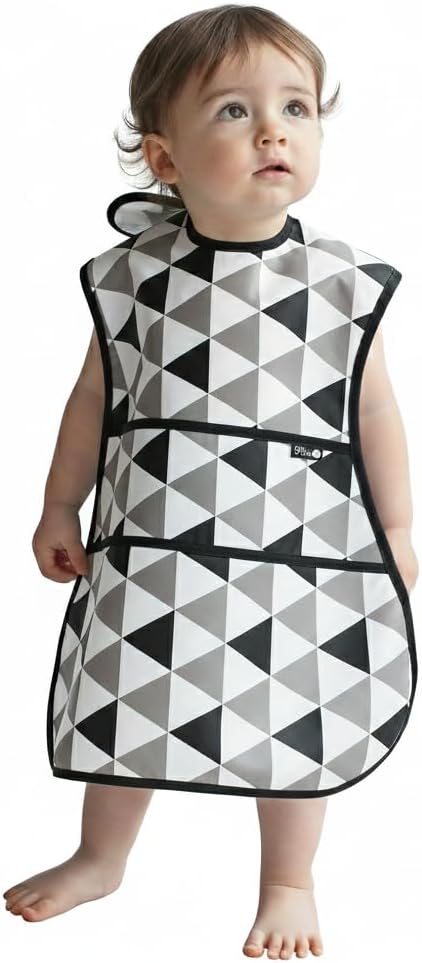 Full Coverage Waterproof Feeding Bib for Toddlers – Extra Long Apron Bib for Mealtime, Self-Feeding, High Chairn