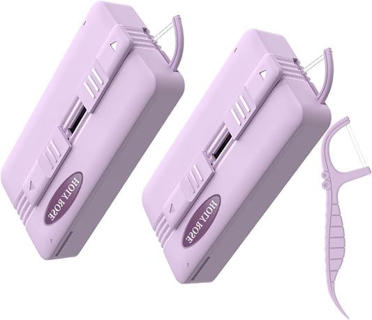 Holy Rose Twin-Line Dental Floss Picks - Portable Flossers Dispenser (2 Boxes) - Mint Flavor Fresh Floss Stick-Dual Action Cleaning,Travel Case is Ultimate Teeth Hygiene Tool.
