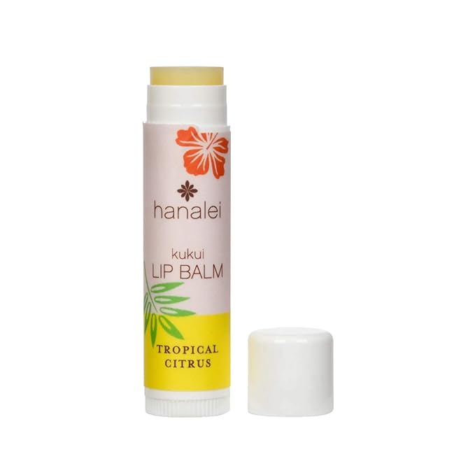 Hanalei Tropical Citrus Lip Balm & Moisturizer – Natural Kukui Oil & Beeswax for Hydrated, Soothed, Soft Lips – Heals Dry, Chapped, Cracked Skin – Long-Lasting Travel-Friendly Lip Care – Tropical