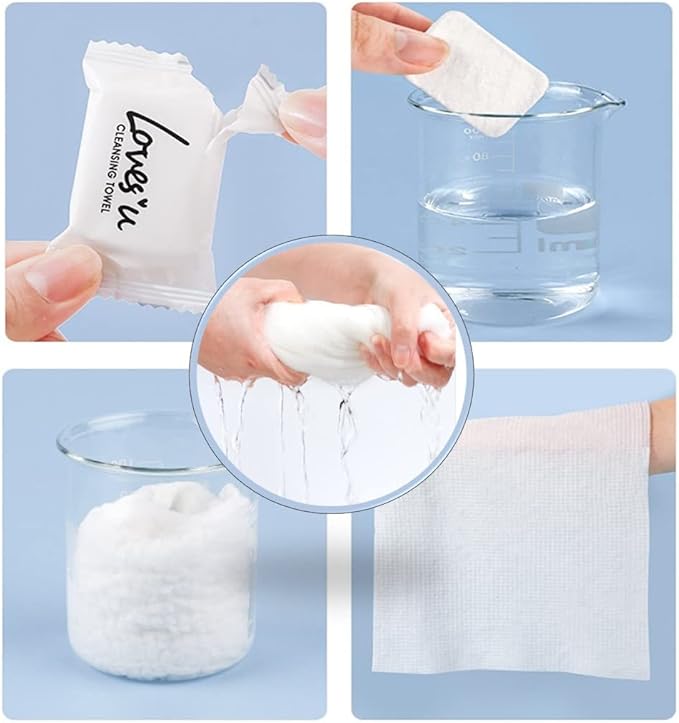 Compressed Washcloths Towels, Premium Disposable Wash Cloths for Travel Camping