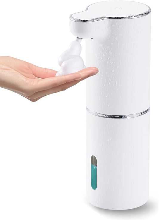 LAOPAO Soap Dispenser, Automatic Foaming Hand Soap Dispenser Touchless Rechargeable Bathroom Countertop Soap Pump for Kids Xmas Gift 300ml