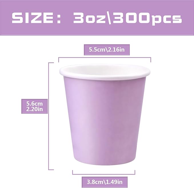 300 Pack 3oz Purple Paper Cups,Mouthwash Cups, Disposable Bathroom Cups,Small Paper Cups 3oz Ideal for Bathroom,Supermarket,Birthday Party,Picnic and BBQ