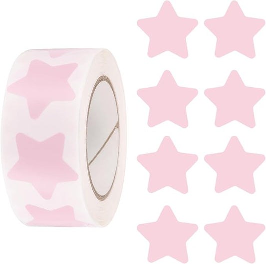 PATIKIL Star Stickers Roll 1 Inch(25mm), 500pcs Reusable Self-Adhesive Star Labels for Reward Behavior Chart Teachers Business Decorating Wedding DIY Crafts, Light Pink