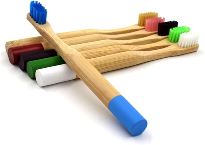 Biodegradable Natural Toothbrush with Soft Bristles for Gentle Gum Care Ergonomic Wooden Handle Eco-Friendly Blue Travel Toothbrush with Storage Tube