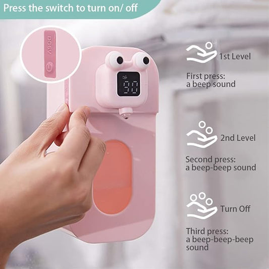 Automatic Soap Dispenser for Kids - Wall Mount Green Frog Touchless Foaming Soap Dispenser, Waterproof USB Rechargeable, 10oz/ 300ml Children's Day Gift