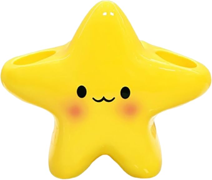 Toothbrush Holder – Cartoon Star Electric Stand, Cute Creative Storage Rack | Bathroom Organizer for Kids Home Use, Holds Toothbrush and Toothpaste, Fun Design, Wall-Mounted Accessory, Space-Saving Fi