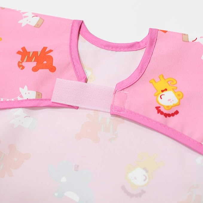 Short Sleeve Waterproof Bib for Toddlers – Easy Clean Feeding Apron for Mealtime, Daycare, Self-Feeding, Lightweight