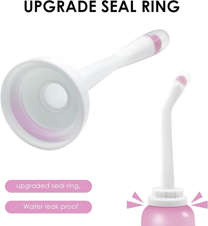 RUFCRIL Peri Bottle, Portable Travel Bidet with Carry Bag, TPE Material Can Be Boiled, 500ml Capacity with 2 Sealing Ring,Essentials for Postpartum Perineal Care, New Baby (Pack of 2)