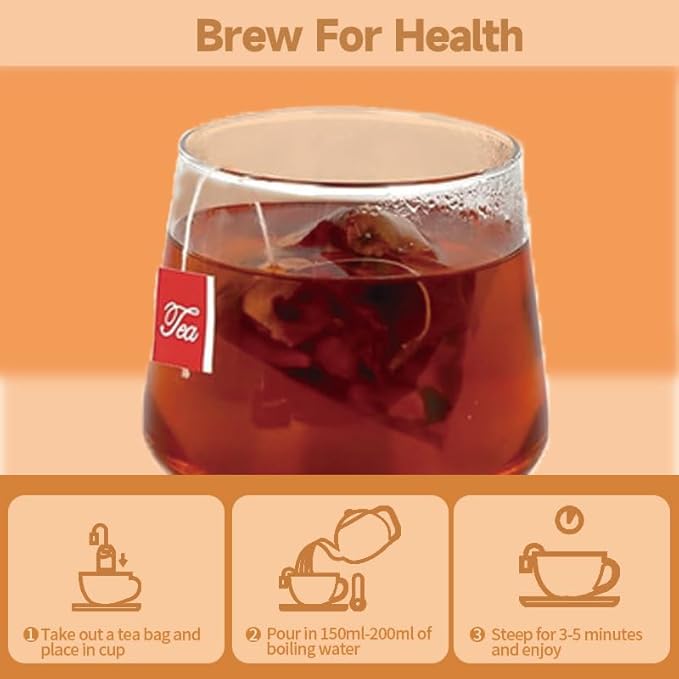 Ginseng Seven Treasure Herbal Tea, Organic Kidney Detox & Cleanse Blend for Women & Men, 7 Natural Ingredients Herbal Formula, 40 Bags, 1 Pack