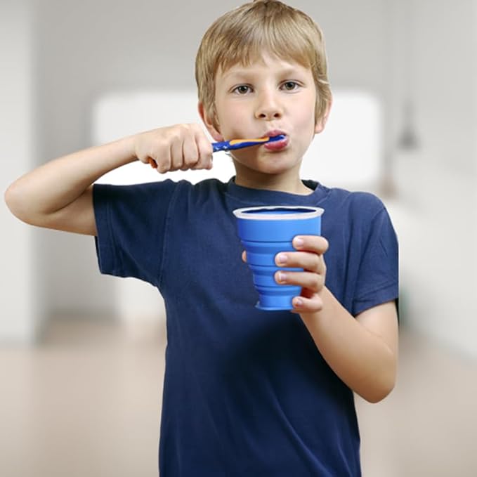 Collapsible Cups for Travel - Portable Silicone Foldable Cup with Lid, Reusable Collapsible Drinking Cup for Camping, Hiking, and Daily Use - Compact, Leak-Proof, and Sturdy Collapsible Water Cup