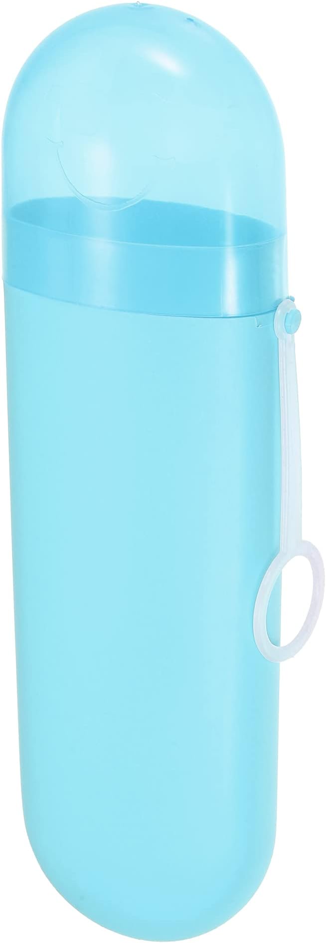 VOCOSTE 1 Pcs, Portable Toothbrush Case with Hook, Plastic, Traveling Toothbrush Holders Case, Travel Business, Blue, 8.07"x2.36"x1.38"