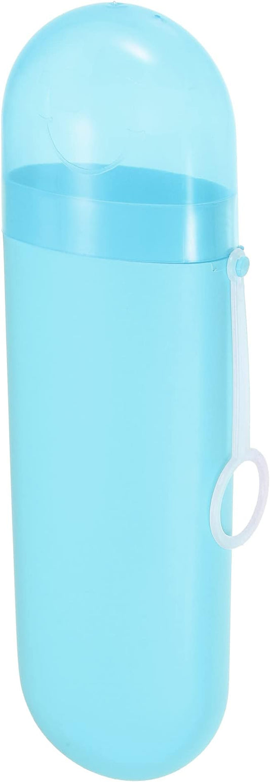 VOCOSTE 1 Pcs, Portable Toothbrush Case with Hook, Plastic, Traveling Toothbrush Holders Case, Travel Business, Blue, 8.07"x2.36"x1.38"