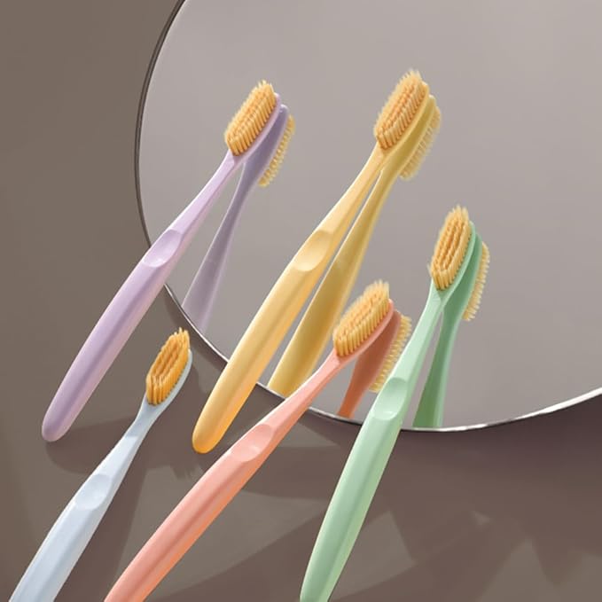 WANGTA Mini Gold – Extra Soft Large Toothbrush – 1.4 inch (3.5 cm) Head | 3,200 Ultra-Fine Bristles for Sensitive Gums | Premium Korean Toothbrush (10 Pack)