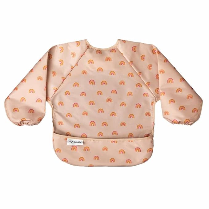 Tiny Twinkle Long Sleeve Bib for Babies & Toddlers – Waterproof Smock Bib for Eating – Machine Washable & Mess-Proof, Baby Feeding Essential & Shower Must-Have(Boho Rainbow, 6–24M)