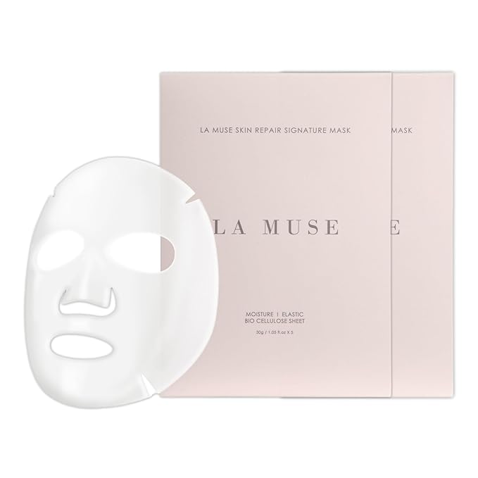 LA MUSE Biocellulose Signature Face Mask(2ea) | Deep Hydrating, Tightening & Firming Care for Skin Repair | Rejuvenating & Moisturizing | Cooling & Soothing Sensitive Skin | Face Mask Korean Skin Care