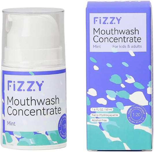 Fizzy Mouthwash Concentrate | Remineralizing Enamel Repair, Nano Hydroxyapatite | 20X Concentrated Travel Size | No Fluoride, Alcohol, Dye | Xylitol, Dry Mouth | Kids & Adults | Mint