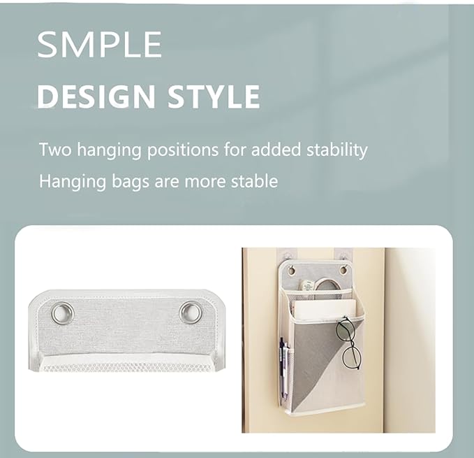 2pcs Wall Hanging Storage Organizer Bag, Hanging baskets with pockets for Wall organizing, Storage Hanging Bag for Bedroom, Dormitory, Study Room, Bathroom (Grey/White)