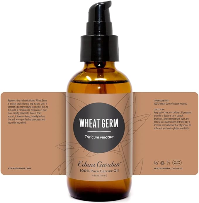 Edens Garden Wheat Germ Carrier Oil- 100% Pure Premium Cold Pressed & Hexane Free, Natural Moisturizer for Face, Skin, Nails, Healthy Hair Growth, Massage & Diluting Essential Oils 118 ml (4 fl oz)