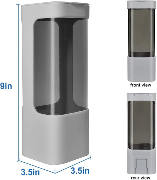 Cup Dispenser, Pull Type Water Cooler Cup Holder Fit 3oz-5oz Disposable Paper Plastic Cups, Wall Mount Bathroom Mouthwash Cups Dispenser with Paste for Home Office Hospital (Grey)