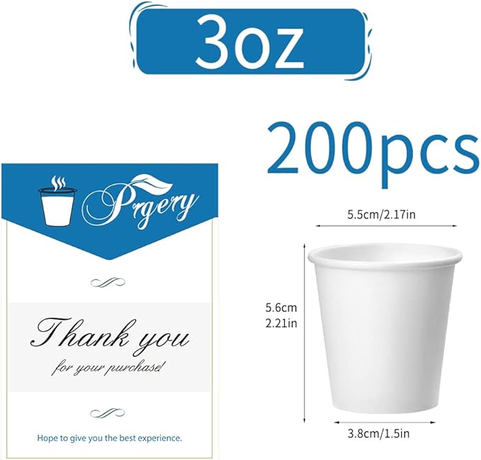 200 Pack 3 oz White Paper Cups, Bathroom Cups Disposable, Moushwash Cups for Snack Water, Juice, Candy Ideal for Party Bathroom and Office