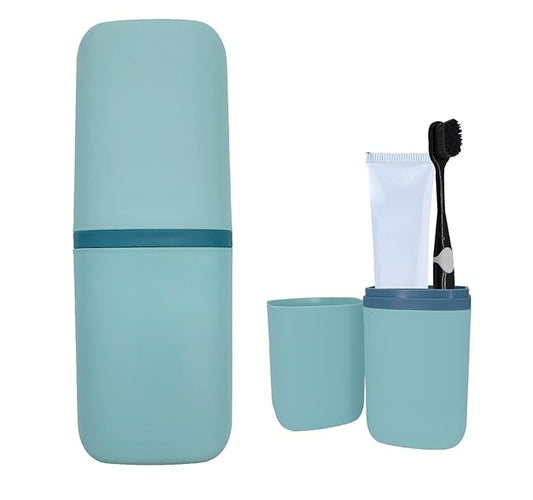 Travel Toothbrush & Toothpaste Case, Toothbrush Travel Holder with Cup Portable Travel Toothbrush Case Holder Toothbrush Travel Container for Camping School Business Trip Bathroom