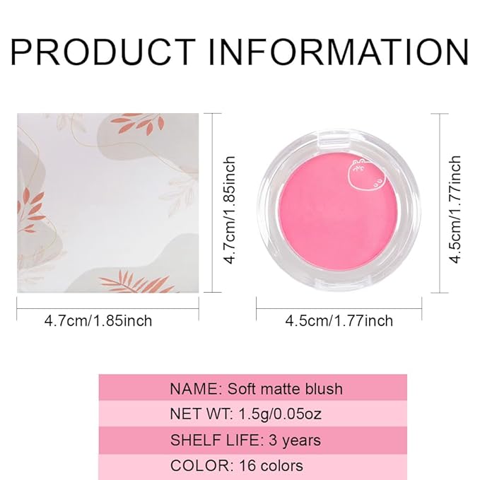 Matte Powder Blush for Cheeks – Long Lasting Natural Face Blusher Makeup, Lightweight Blendable Cheek Color for Women, Vegan & Cruelty-Free – #02 Petals Pink