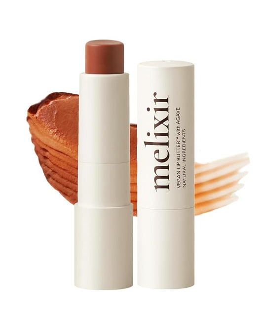 Melixir Vegan Lip Butter (12 Colors), Hydrating Tinted Lip Balm Stick, Bee-Free, Petrolatum-Free, Plant-Based, Moisturizes Dry & Chapped Lips With Shea Butter, Sheer, Natural Finish - #12 Caramel