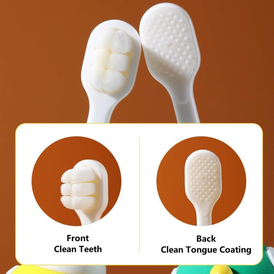 Neverfade Dinosaur Kids Toothbrush - Extra Soft Wide Head Toothbrush Tor Baby, 0.08mm Soft Filament Toddler Toothbrush for Kids 2-4,Make Brushing Fun and Protect Kids Delicate(Green)