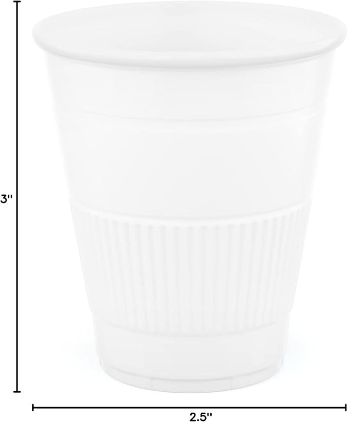5 oz Plastic Disposable Cups, 50 Pack, White, Multi-Use Mini Cups for Bathroom, Medicine, Rinsing, Mouthwash, Party, Dental, Kids