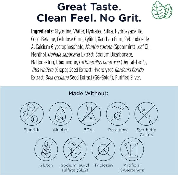 Designs for Health Periobiotic Silver Hydroxyapatite Toothpaste - Fluoride Free Toothpaste with Oral Probiotics with Whitening Hydroxyapatite - Supports Gum Health & Remineralization (4oz Mint)