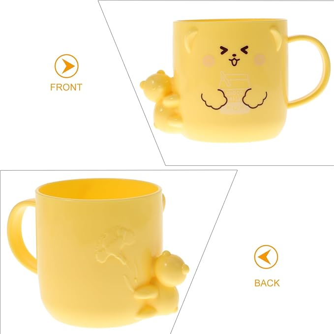 Cabilock 2Pcs Cartoon Toothbrush Cups for Adorable Plastic Mouthwash Cup with Handle Bright Color and Cute Design for Boys and and Easy to Clean