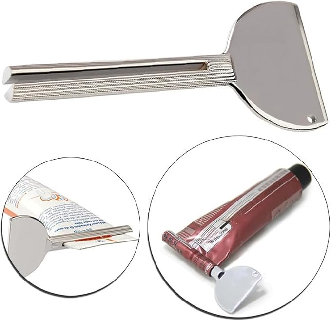 2Pcs Toothpaste Squeezer,Metal Tube Squeezer Key Stainless Steel Dispenser Roller Tube Presser Roller Tube Wringer Key Bathroom and Kitchen Gadgets for Various Tube Ointment Product (Silver and Gold)