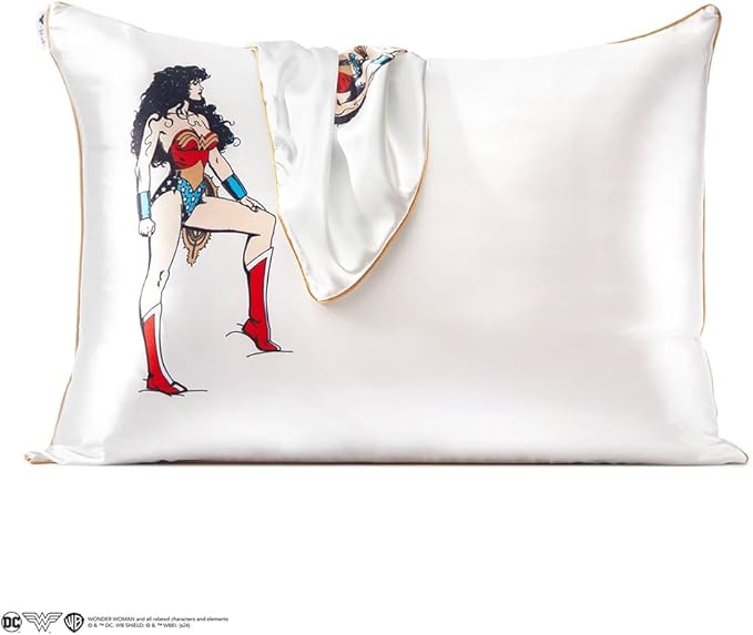Kitsch Wonder Woman (Believe in Wonder) Satin Pillowcase with Zipper Softer Than Silk, Luxury Cooling Pillowcase for Hair & Skin, Wrinkle Prevention, Queen/Standard (19X26)