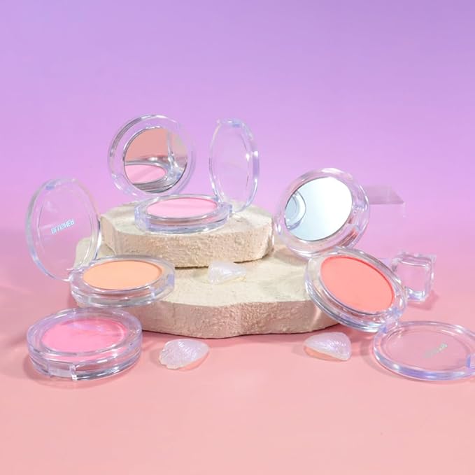 Blush for Cheeks Makeup Palette, Natural Matte Cream Powder Single Blushes for Eye and Cheek, Buildable Long-Lasting Color, Vegan & Cruelty-Free, Everyday Makeup Look for Women, #03-Orange Pink