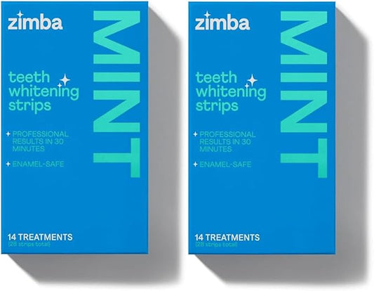 Zimba Mint 2PK Teeth Whitening Strips for Teeth Sensitive, White Strips for Teeth Whitening, Teeth Whitener Stain Remover 28 White Strips Included Per Pack, 28 Day Treatment