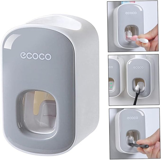 Automatic Toothpaste Dispenser Squeezer Hand Free Wall Mounted for Kids Adults Bathroom Washroom Grey