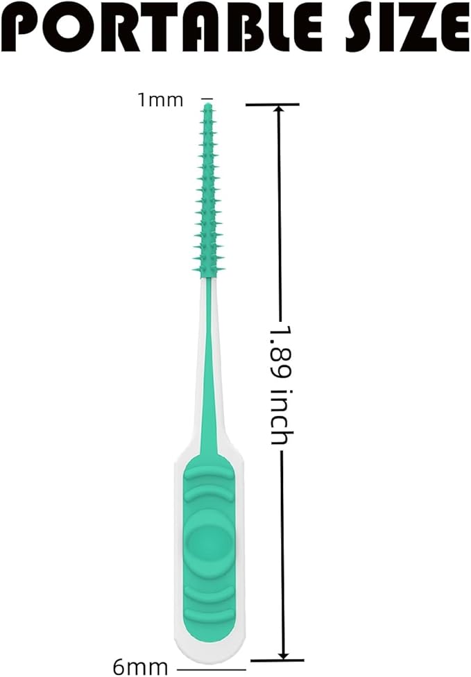 200PCS Interdental Brush with Soft Rubber Handle,Disposable Dental Picks for Teeth Cleaning,Dental Picks with Convenient PP Case (Green)