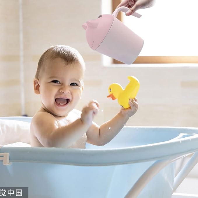 Baby Bath Rinse Cup, Cute Cartoon Cat Baby Bath Rinser Baby Rinser Pail Shampoo Rinser, Newborn Bath Shower Wash Hair Cup for Bath and Shower