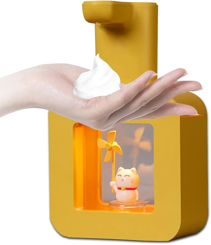 Cute Automatic Foam Soap Dispenser - Kids Touchless Hand Soap Dispenser,Wall Mount Waterproof USB Rechargeable, 13.5oz/ 400ml for Bathroom Countertop, Kitchen, Office, Hotel, Preschool Children
