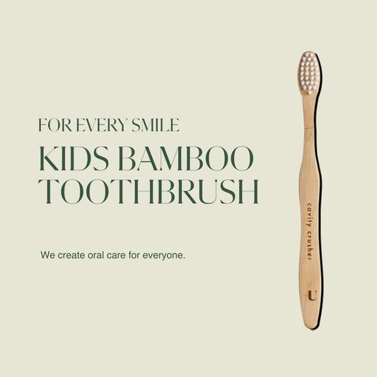 Kids Biodegradable and Eco-Friendly Bamboo Toothbrush 12-Pack - BPA Free Soft Bristle - Dentist-Approved and All-Natural with "Brush Smile Repeat" Etched on Handles by Plus Ultra