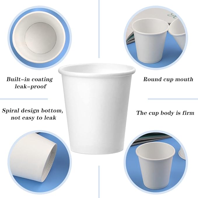 100 Pack 3 oz White Paper Cups, Bathroom Cups Disposable,Moushwash Cup Small Snack Cup for Water, Juice, Candy Ideal for Party Bathroom and Office