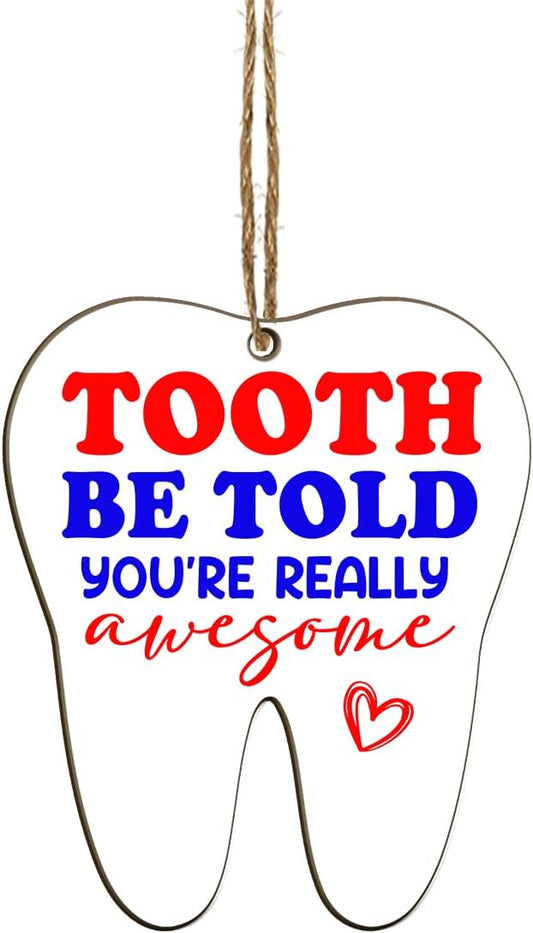 Dental Hygienist Christmas Ornament - 3" Wooden, Thank You Gifts for Women Men, Dental Week Gift for Dentist Assistant Oral Surgeon Orthodontics, Tooth Decoration for Office Center