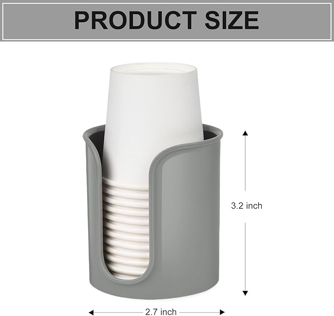 Cup Dispenser for Bathroom,Gray Bathroom Cup Holder,Small Paper Cup Dispenser Holder,Plastic Mouthwash Cup Dispenser for Bathroom Countertop (2 Pack)
