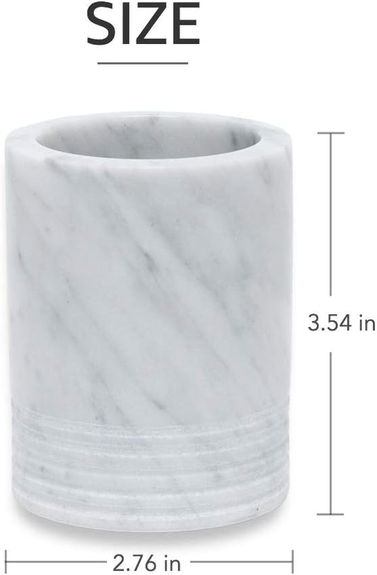 Natural Marble SPA Collection Tumbler Toothbrush Holder Makeup Brush Holder Bathroom Countertop Organizer