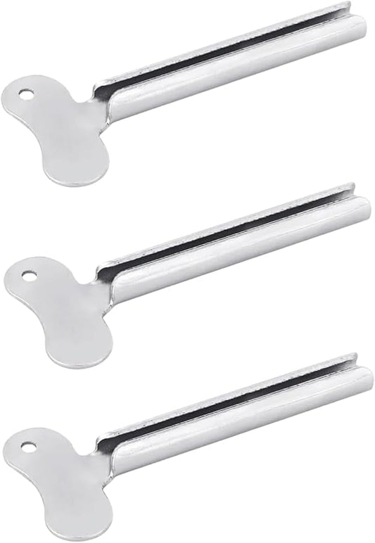 3 Pcs Silver Metal Tube Squeezer Keys, Tube Toothpaste Squeezer Keys Metal Hair Dye Color Key Roller Dispenser Tools, Daily Living Tube Squeezing Aids